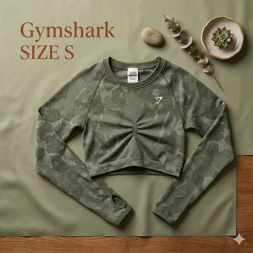 Gymshark Gorpcore Adapt Camo Seamless Long Sleeve Crop Top Women S - Picture 1 of 12